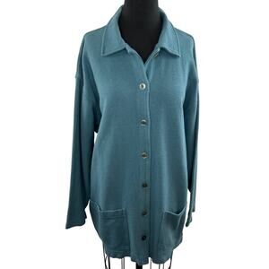 VINTAGE Prairie Natural Cotton Knit Button Cardigan Sweater Pocket Lagenlook XL